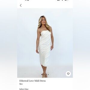 Elegant White Strapless Midi Dress